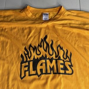 Flames yellow hockey jersey Logo Athletic Knit Tag Sz XL From Canada